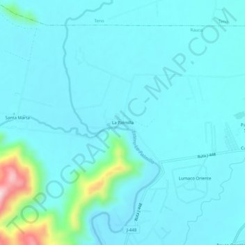 Mappa topografica La Palmilla, altitudine, rilievo