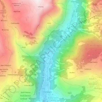Mappa topografica Fiernaz Dessous, altitudine, rilievo