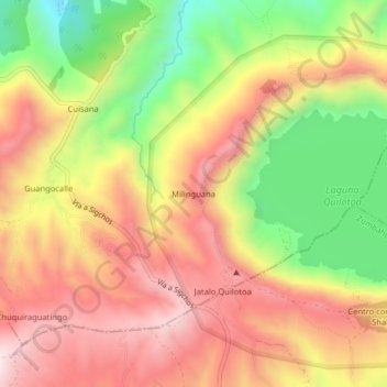 Mappa topografica Milinguana, altitudine, rilievo
