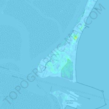 Mappa topografica Alberoni, altitudine, rilievo