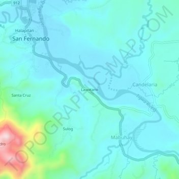 Mappa topografica Lawatano, altitudine, rilievo