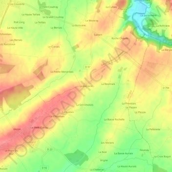 Mappa topografica La Barrerie, altitudine, rilievo