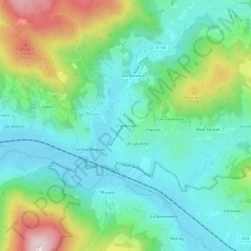 Mappa topografica Chambroye, altitudine, rilievo