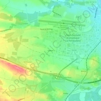 Mappa topografica Galinier, altitudine, rilievo