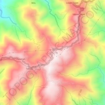 Mappa topografica Caliking, altitudine, rilievo