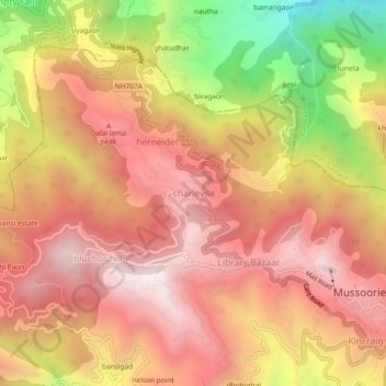 Mappa topografica charlevila, altitudine, rilievo
