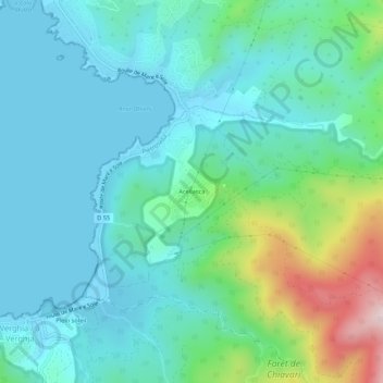 Mappa topografica Acellasca, altitudine, rilievo