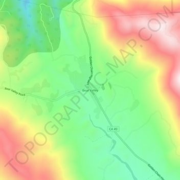 Mappa topografica Bear Valley, altitudine, rilievo