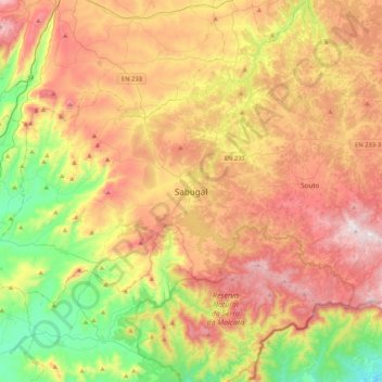 Mappa topografica Sabugal, altitudine, rilievo
