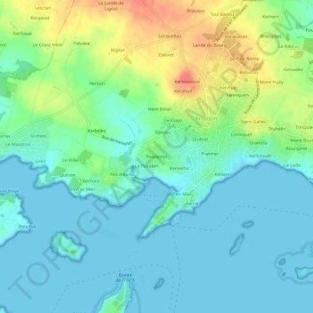 Mappa topografica Rosclédan, altitudine, rilievo