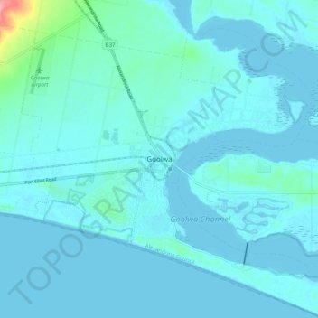 Mappa topografica Goolwa, altitudine, rilievo