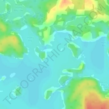 Mappa topografica Wahwashkesh Lake, altitudine, rilievo