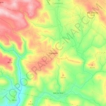 Mappa topografica Degolados, altitudine, rilievo
