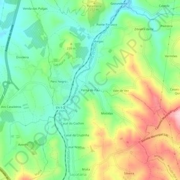 Mappa topografica Perna de Pau, altitudine, rilievo