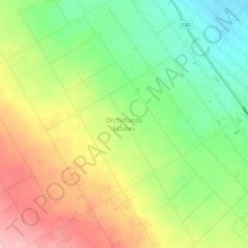 Mappa topografica Orchidlands Estates, altitudine, rilievo
