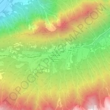 Mappa topografica Valle di Sella, altitudine, rilievo
