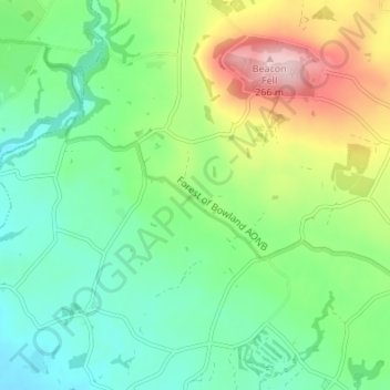 Mappa topografica Whitechapel, altitudine, rilievo