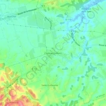 Mappa topografica Château Gaillard, altitudine, rilievo