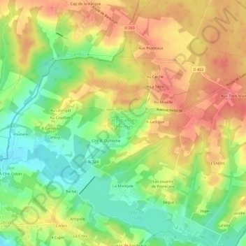Mappa topografica Barbotan-les-Thermes, altitudine, rilievo