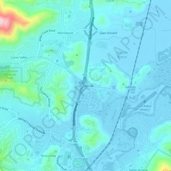 Mappa topografica Las Gallinas, altitudine, rilievo