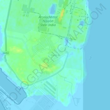 Mappa topografica Hazira, altitudine, rilievo