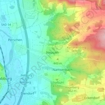 Mappa topografica Neusath, altitudine, rilievo