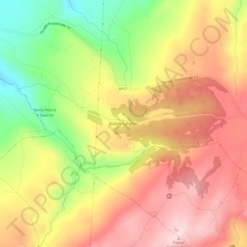 Mappa topografica Badde Salighes, altitudine, rilievo
