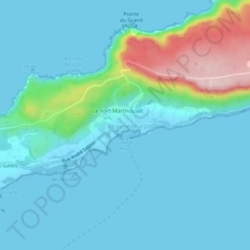 Mappa topografica Beauséjour, altitudine, rilievo