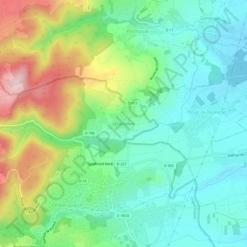 Mappa topografica Les Grosliers, altitudine, rilievo