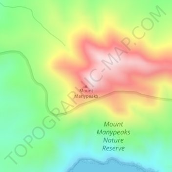 Mappa topografica Mount Manypeaks, altitudine, rilievo