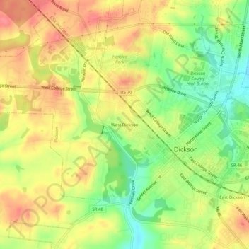 Mappa topografica West Dickson, altitudine, rilievo