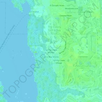 Mappa topografica Spring Creek Estates, altitudine, rilievo
