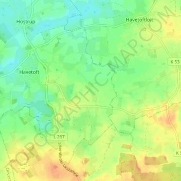 Mappa topografica Osterhavetoft, altitudine, rilievo