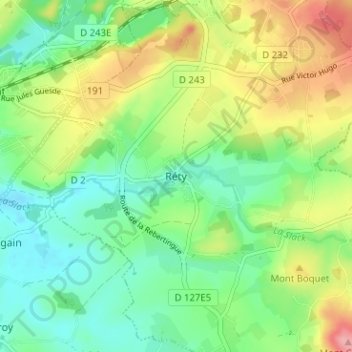 Mappa topografica Réty, altitudine, rilievo