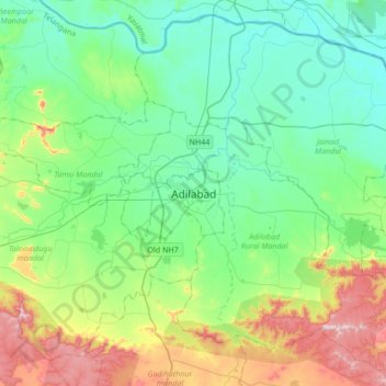 Mappa topografica Adilabad, altitudine, rilievo