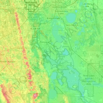 Mappa topografica Johnson Island, altitudine, rilievo