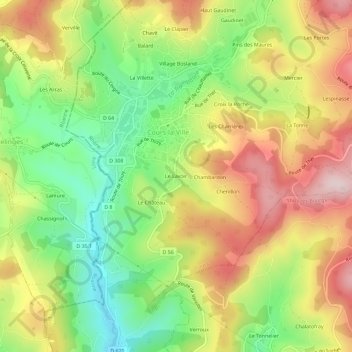 Mappa topografica Le Lavoir, altitudine, rilievo