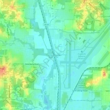 Mappa topografica Erskine Station, altitudine, rilievo