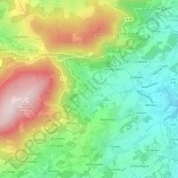 Mappa topografica Chez Chavas, altitudine, rilievo