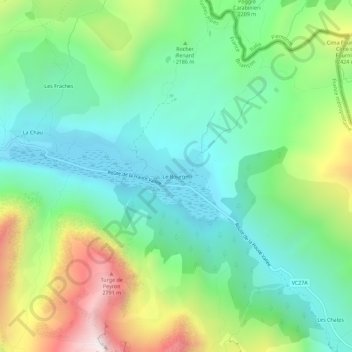 Mappa topografica Le Bourget, altitudine, rilievo