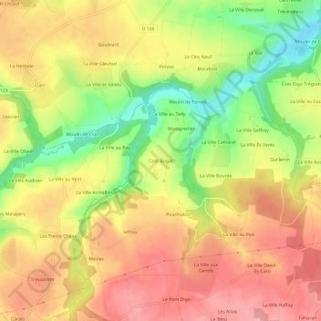 Mappa topografica Coët Bugat, altitudine, rilievo