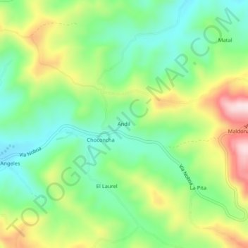Mappa topografica Andil, altitudine, rilievo