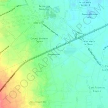 Mappa topografica Los Álamos, altitudine, rilievo