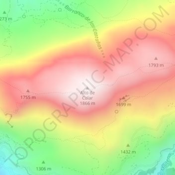 Mappa topografica Alto de Calar, altitudine, rilievo