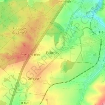 Mappa topografica Falkenau, altitudine, rilievo