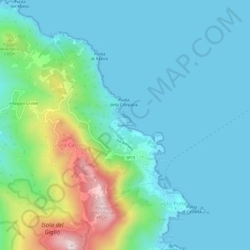 Mappa topografica Arenella, altitudine, rilievo