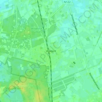 Mappa topografica Wildert, altitudine, rilievo