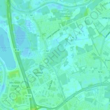 Mappa topografica Fort van Walem, altitudine, rilievo