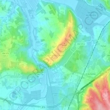 Mappa topografica Sobral da Lagoa, altitudine, rilievo