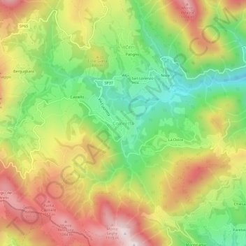 Mappa topografica Coloretta, altitudine, rilievo